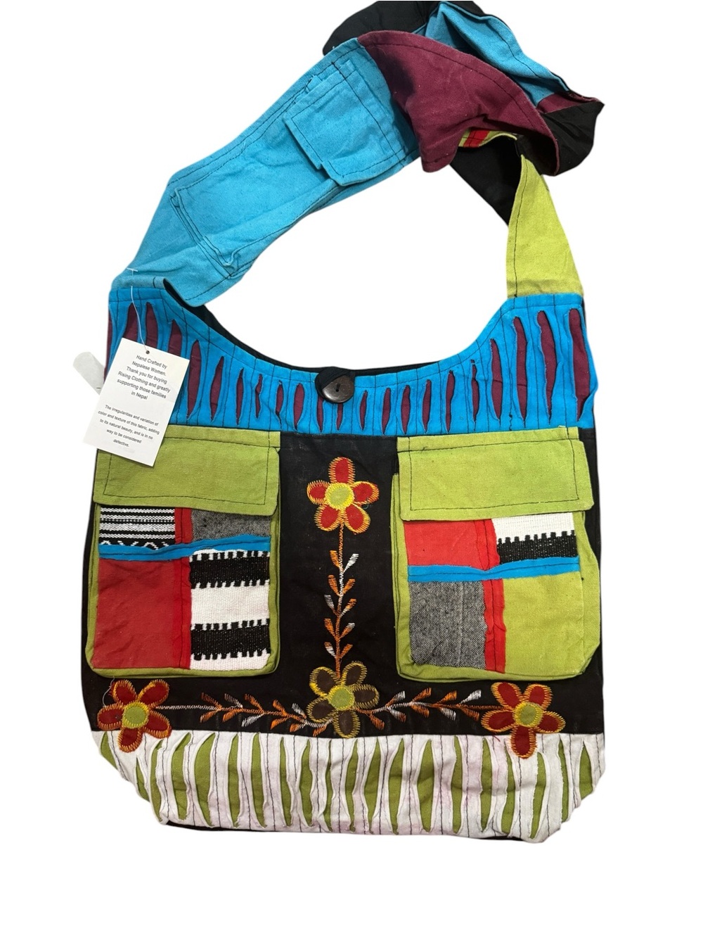 Rising International Boho Patchwork Bag Handcrafted Nepalese RazorCut Crossbody